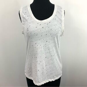 T by Alexander Wang White Distressed Burnout Tank Top Womens XS Scoop Neck